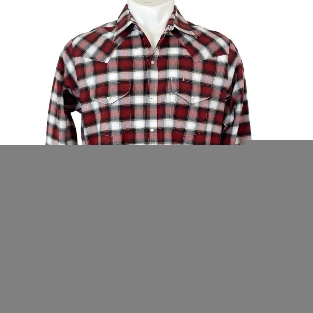 ✅Ely Cattleman Shirt Mens Size Medium Red Western Plaid Pearl Snap Rodeo Cowboy